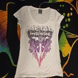 Metal Mulisha Women's White and Purple Graphic Top